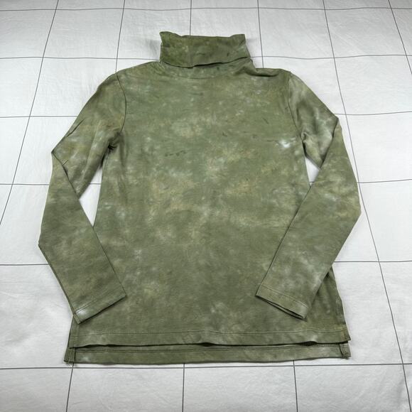 Tradlands Top Womens XXS Green Sage Monty Tie Dye Turtleneck Long Sleeve Stretch - Picture 2 of 8
